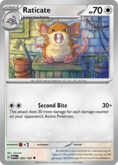 Raticate 020/165, 151, illustrated by sowsow