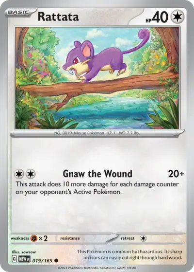 Rattata 019/165, 151, illustrated by sowsow