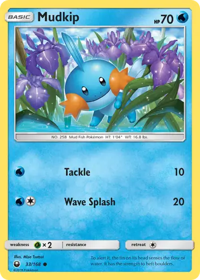 Mudkip 33/168, Celestial Storm, illustrated by Misa Tsutsui