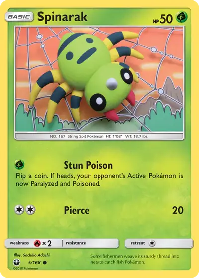 Spinarak 5/168, Celestial Storm, illustrated by Sachiko Adachi