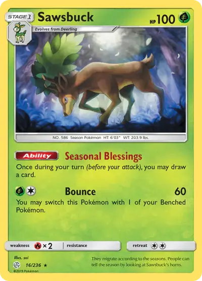 Sawsbuck 16/236, Cosmic Eclipse, illustrated by sui