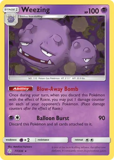 Weezing 77/236, Cosmic Eclipse, illustrated by Motofumi Fujiwara
