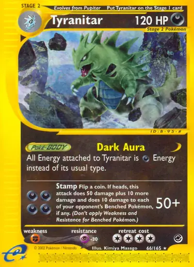 Tyranitar 66/165, Expedition Base Set, illustrated by Kimiya Masago