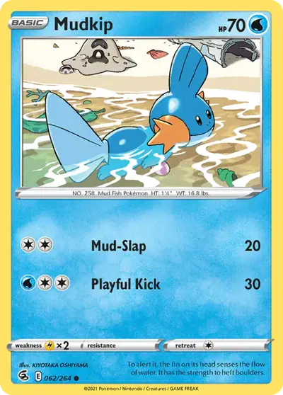 Mudkip 062/264, Fusion Strike, illustrated by KIYOTAKA OSHIYAMA