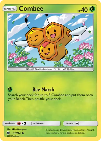 Combee 31/214, Lost Thunder, illustrated by Akira Komayama
