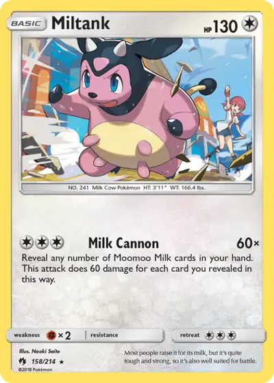 Miltank 158/214, Lost Thunder, illustrated by Naoki Saito