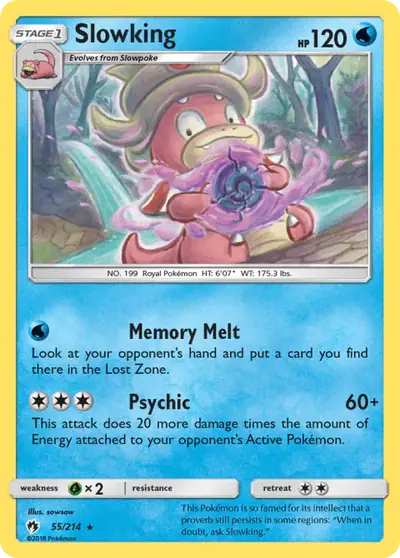 Slowking 55/214, Lost Thunder, illustrated by sowsow