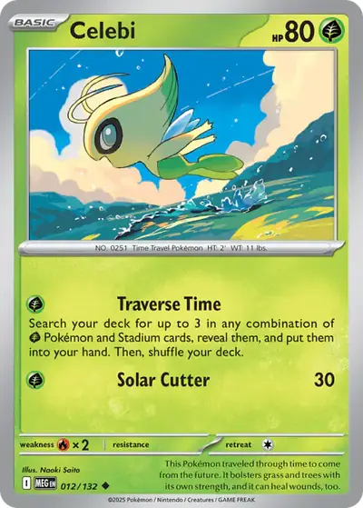 Celebi 012/132, Mega Evolution Base, illustrated by Naoki Saito
