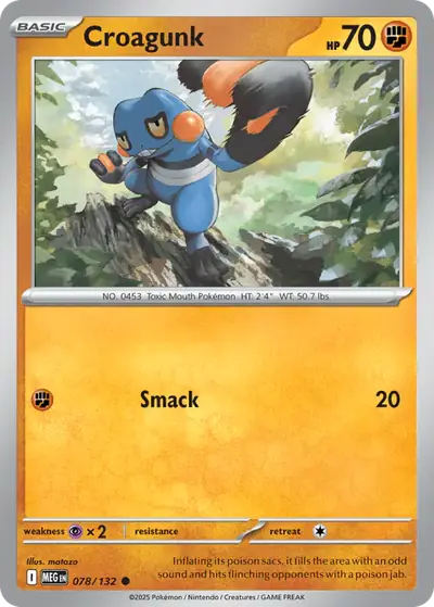 Croagunk 078/132, Mega Evolution Base, illustrated by matazo