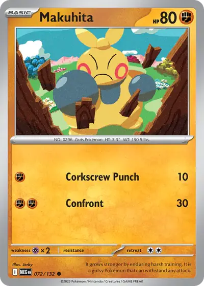 Makuhita 072/132, Mega Evolution Base, illustrated by Jerky