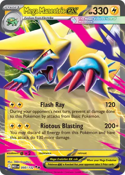 Mega Manectric ex 050/132, Mega Evolution Base, illustrated by 5ban Graphics
