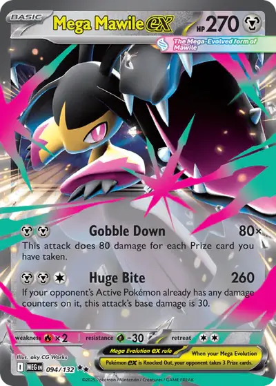 Mega Mawile ex 094/132, Mega Evolution Base, illustrated by aky CG Works