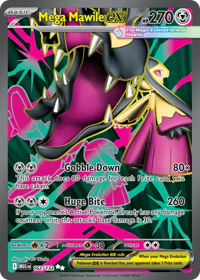 Mega Mawile ex 162/132, Mega Evolution Base, illustrated by aky CG Works