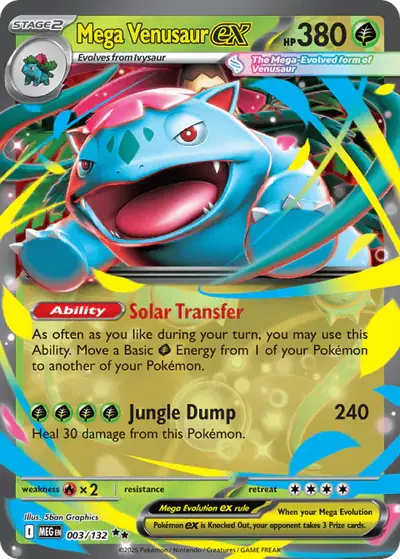 Mega Venusaur ex 003/132, Mega Evolution Base, illustrated by 5ban Graphics
