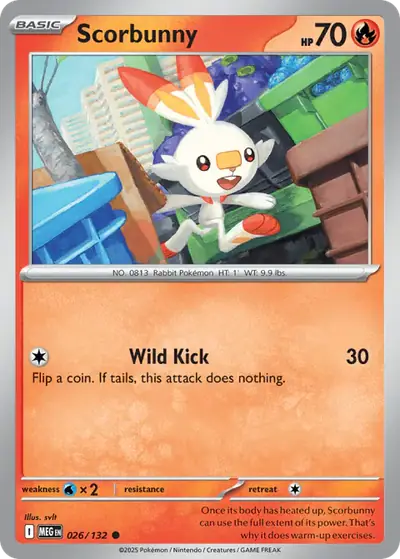 Scorbunny 026/132, Mega Evolution Base, illustrated by svlt