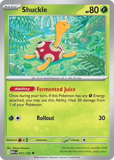 Shuckle 011/132, Mega Evolution Base, illustrated by Shinya Komatsu