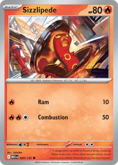 Sizzlipede 029/132, Mega Evolution Base, illustrated by GIDORA