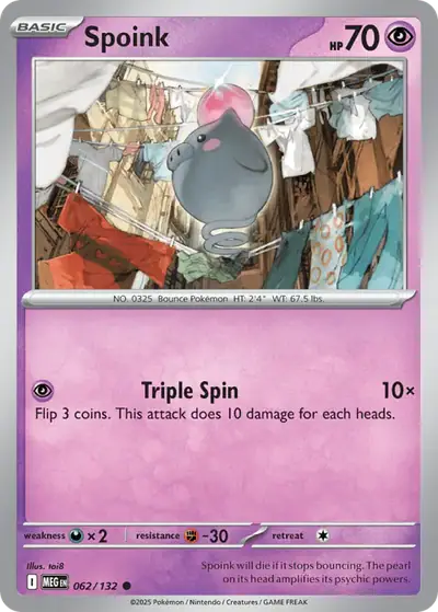 Spoink 062/132, Mega Evolution Base, illustrated by toi8