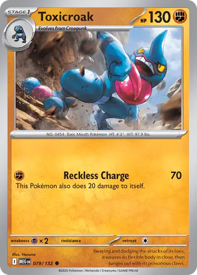 Toxicroak 079/132, Mega Evolution Base, illustrated by Hasuno