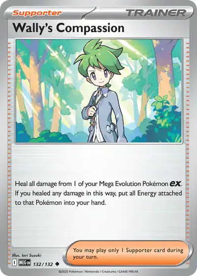 Wally's Compassion 132/132, Mega Evolution Base, illustrated by Iori Suzuki
