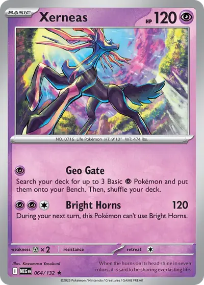 Xerneas 064/132, Mega Evolution Base, illustrated by Kazumasa Yasukuni