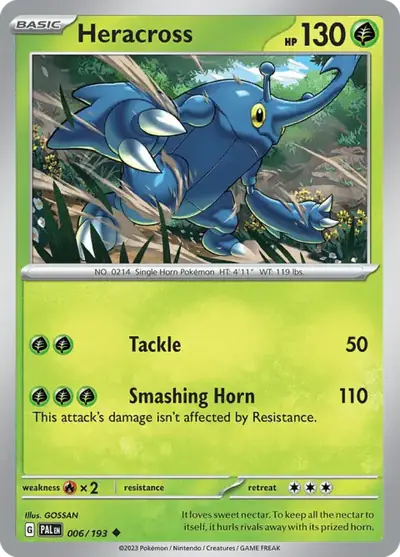 Heracross 006/193, Paldea Evolved, illustrated by GOSSAN