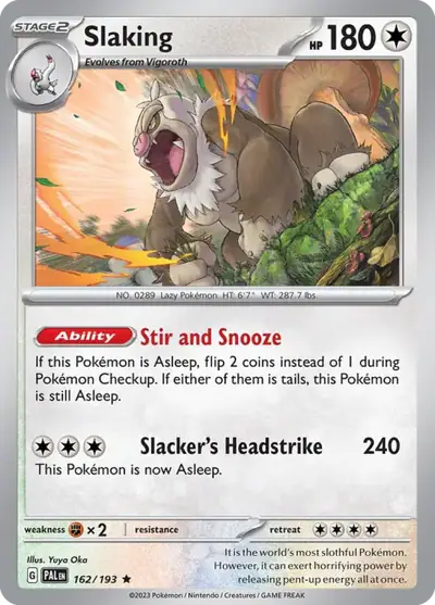 Slaking 162/193, Paldea Evolved, illustrated by Yuya Oka