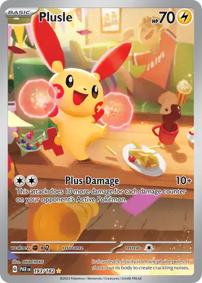 Plusle 193/182, Paradox Rift, illustrated by OKACHEKE