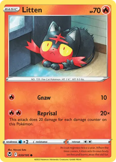 Litten 030/195, Silver Tempest, illustrated by Narumi Sato
