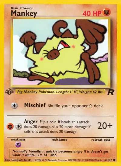 Mankey 61/082, Team Rocket, illustrated by Sumiyoshi Kizuki