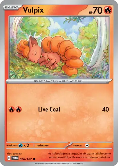 Vulpix 026/167, Twilight Masquerade, illustrated by sowsow