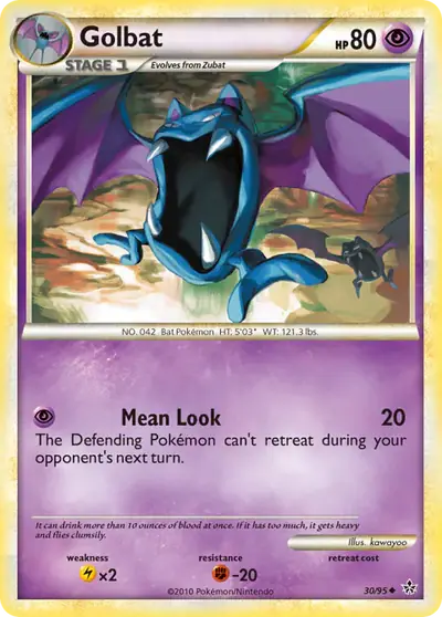 Golbat 30/095, Unleashed, illustrated by kawayoo